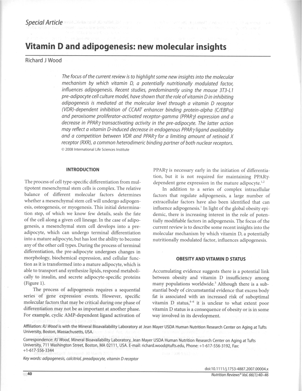 Vitamin D and Adipogenesis: New Molecular Insights