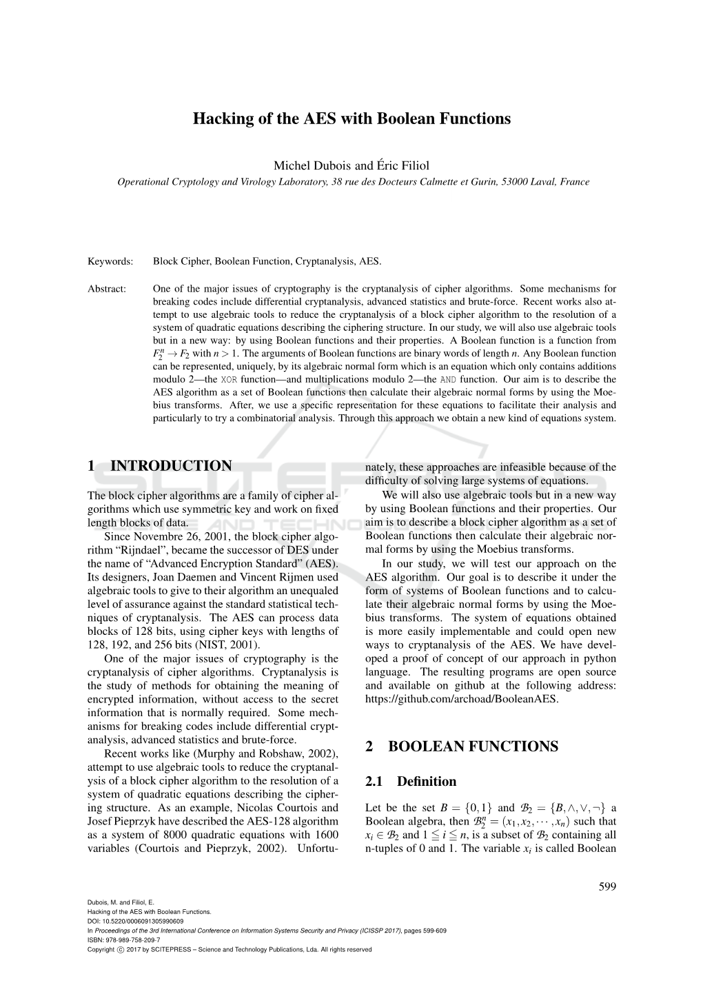 Hacking of the AES with Boolean Functions