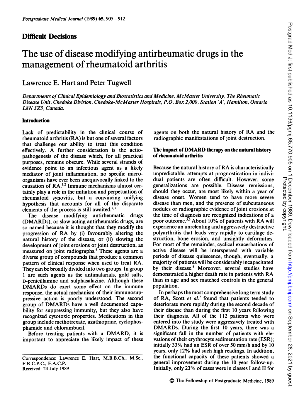 The Use of Disease Modifying Antirheumatic Drugs In