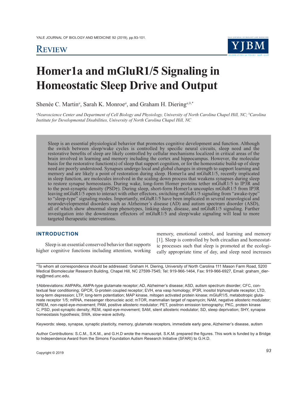 Homer1a and Mglur1/5 Signaling in Homeostatic Sleep Drive and Output