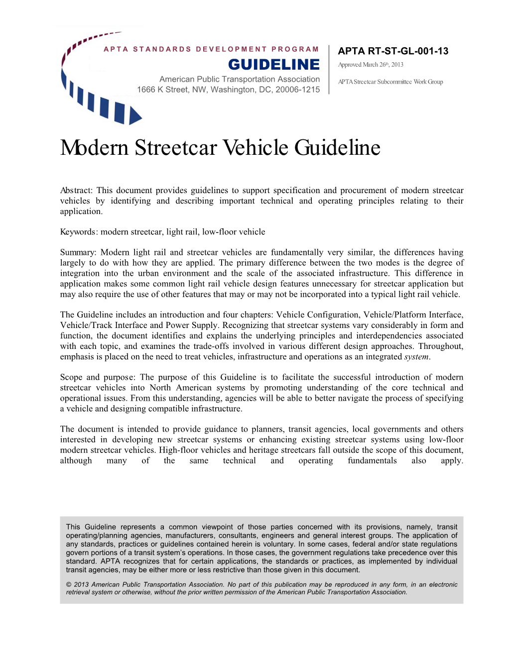 Modern Streetcar Vehicle Guideline