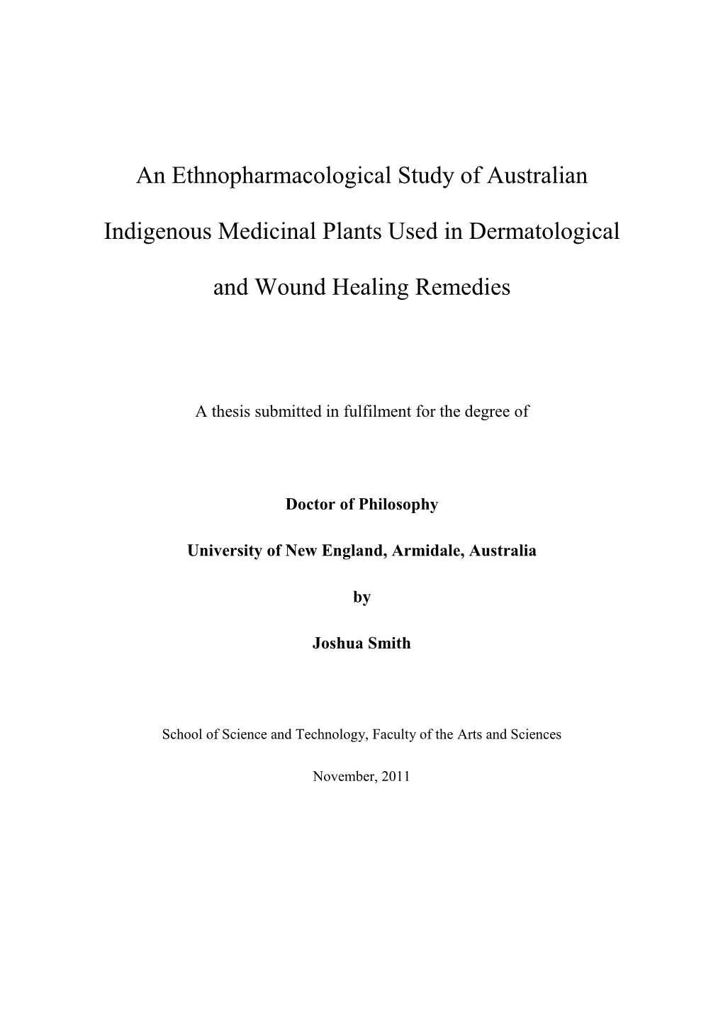 An Ethnopharmacological Study of Australian