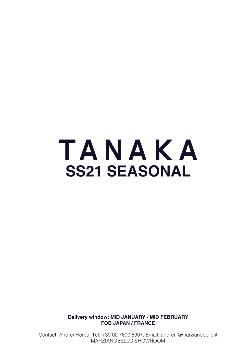 Tanaka Ss21 Linesheet
