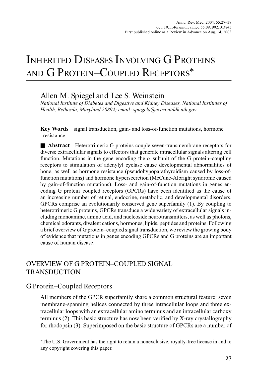 Inherited Diseases Involving G Proteins and G Protein