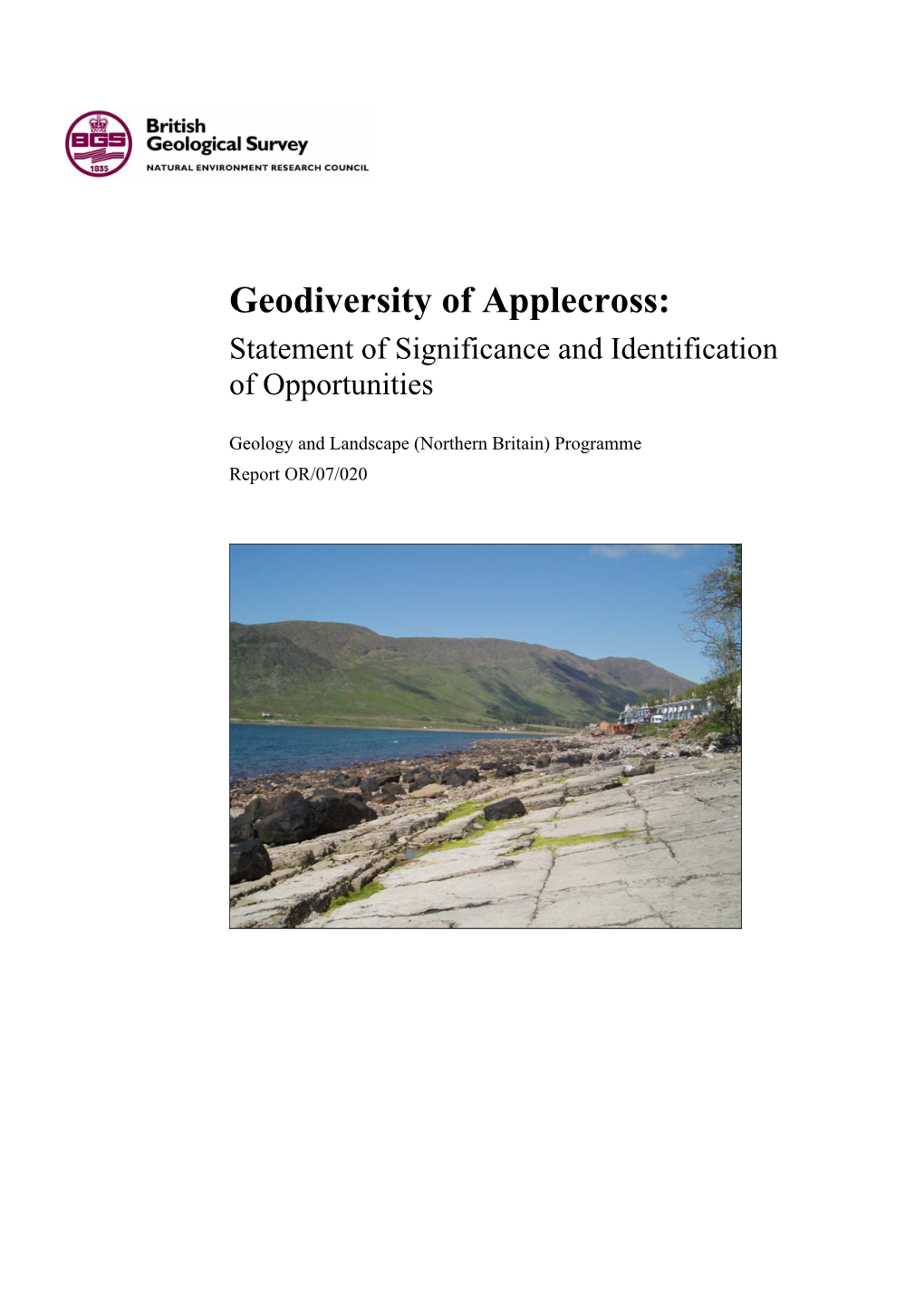 Geodiversity of Applecross: Statement of Significance and Identification of Opportunities