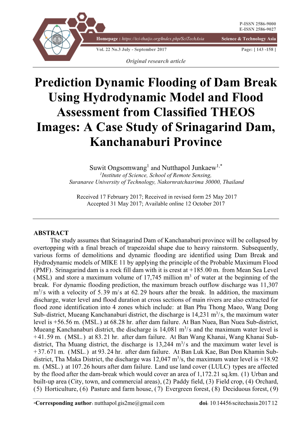 Prediction Dynamic Flooding of Dam Break Using