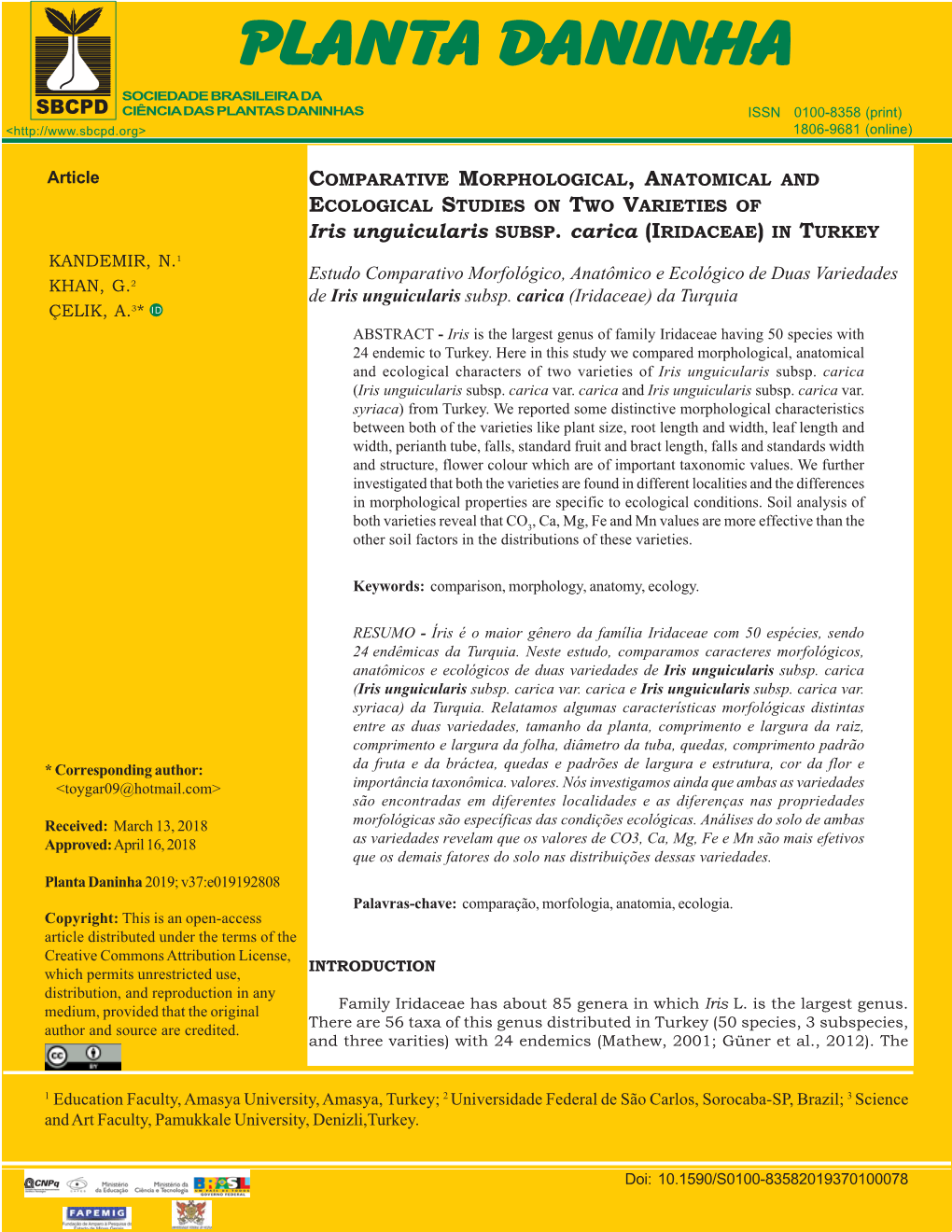 Comparative Morphological, Anatomical and Ecological Studies on Two Varieties of