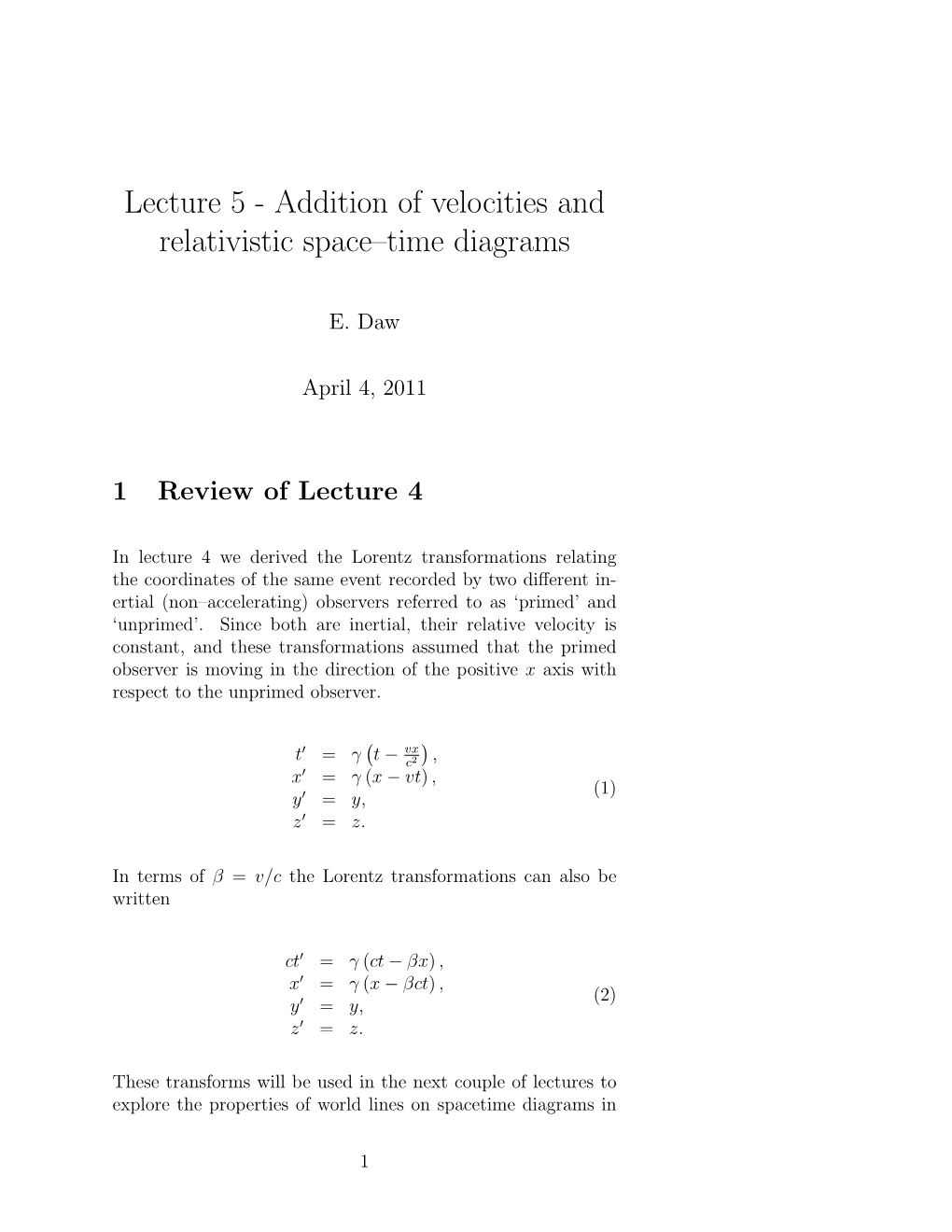 Addition of Velocities and Relativistic Spacetime Diagrams