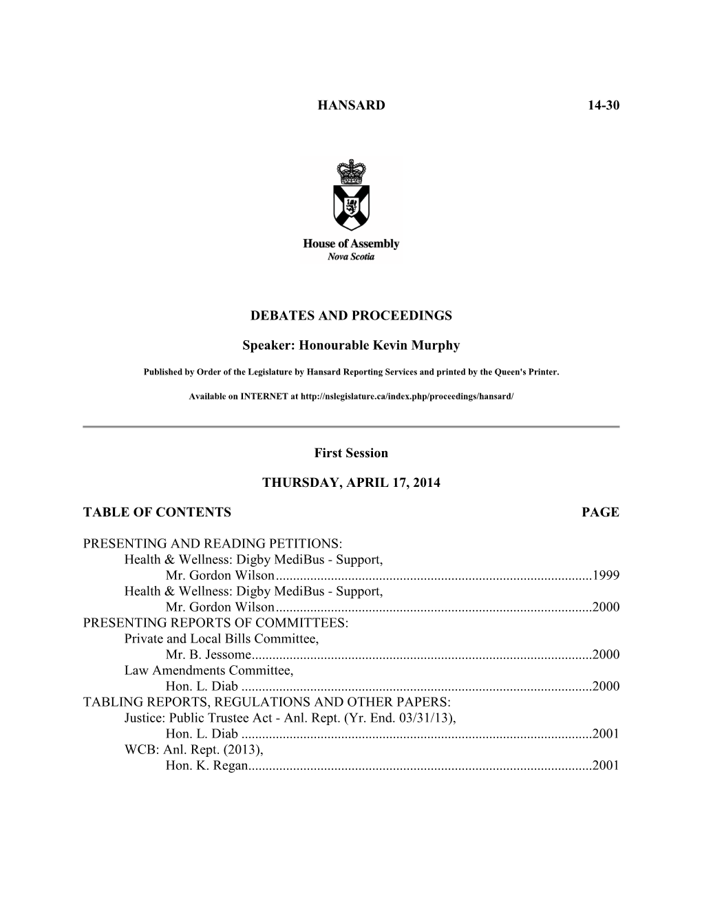 Legislative Proceedings