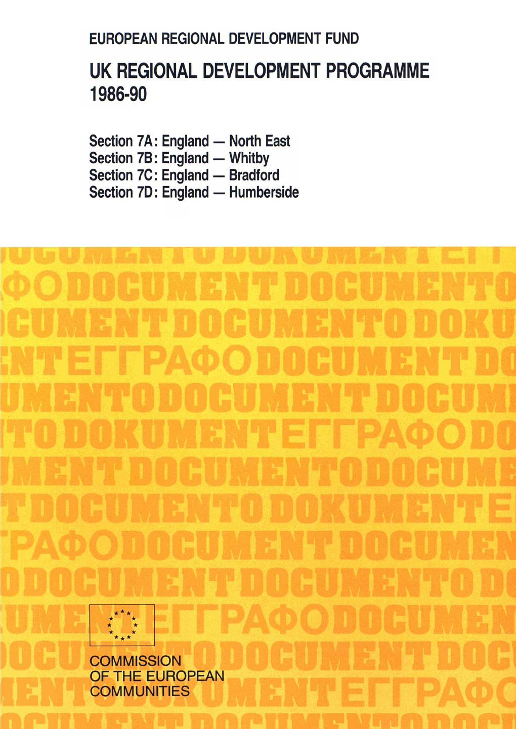 European Regional Development Fund Uk Regional Development Programme 1986-90