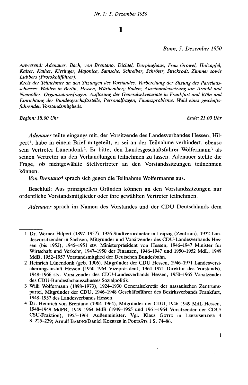 Die Protokolle Des CDU-Bundesvorstandes 1950-1953