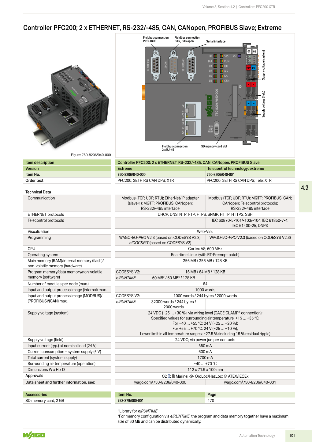 4.2 Controller PFC200; 2 X ETHERNET, RS-232