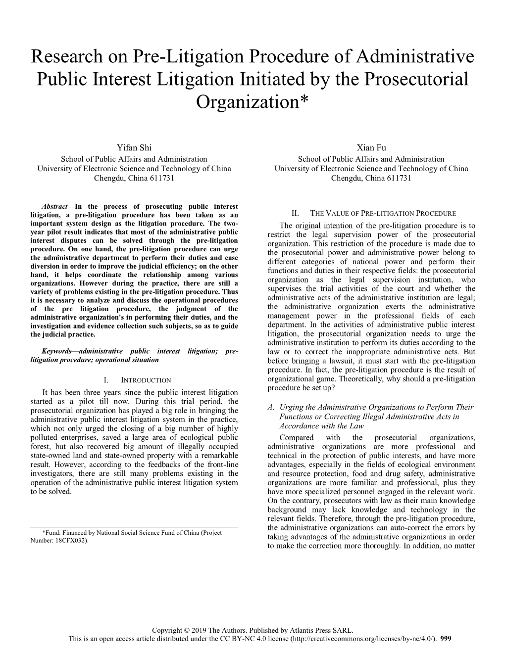 Research on Pre-Litigation Procedure of Administrative Public Interest Litigation Initiated by the Prosecutorial Organization*