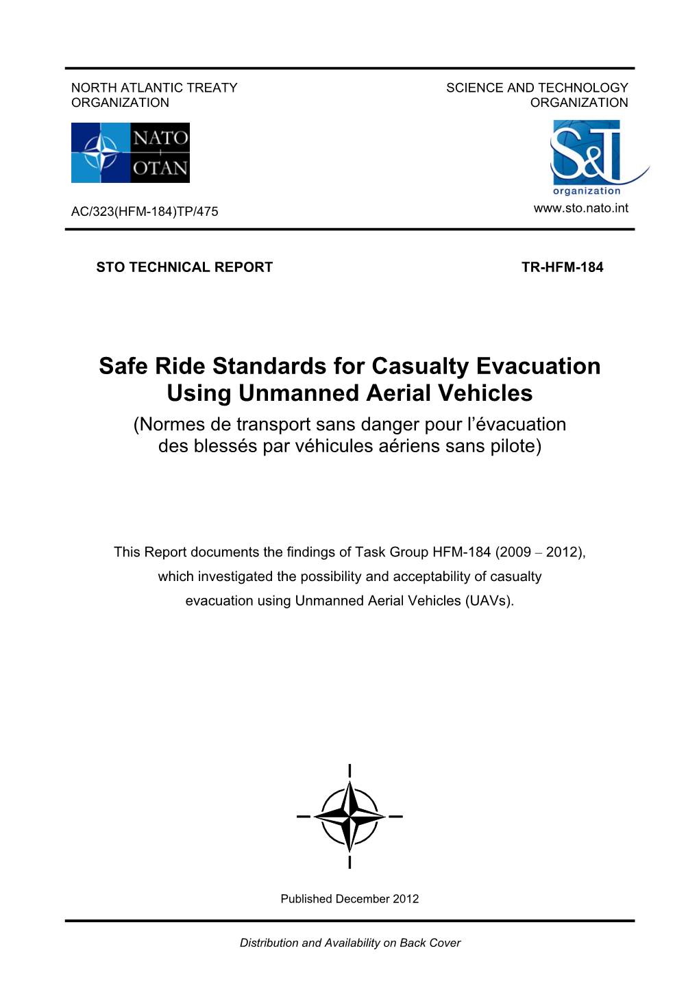 Safe Ride Standards for Casualty Evacuation Using Unmanned Aerial Vehicles