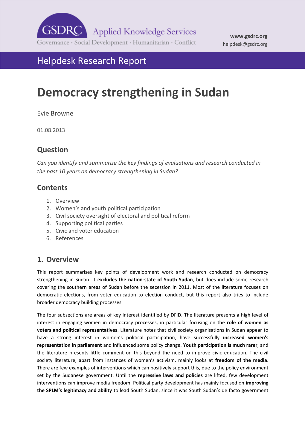 Democracy Strengthening in Sudan