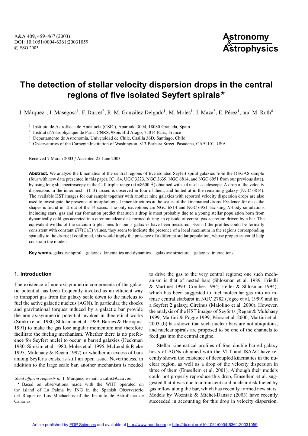 The Detection of Stellar Velocity Dispersion Drops in the Central Regions of ﬁve Isolated Seyfert Spirals