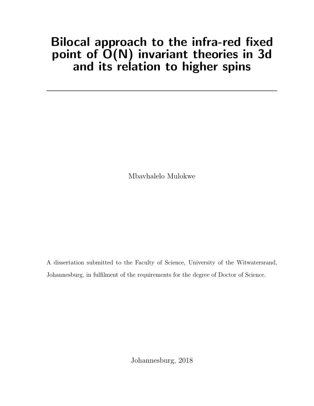 Bilocal Approach to the Infra-Red Fixed Point of O(N) Invariant Theories In