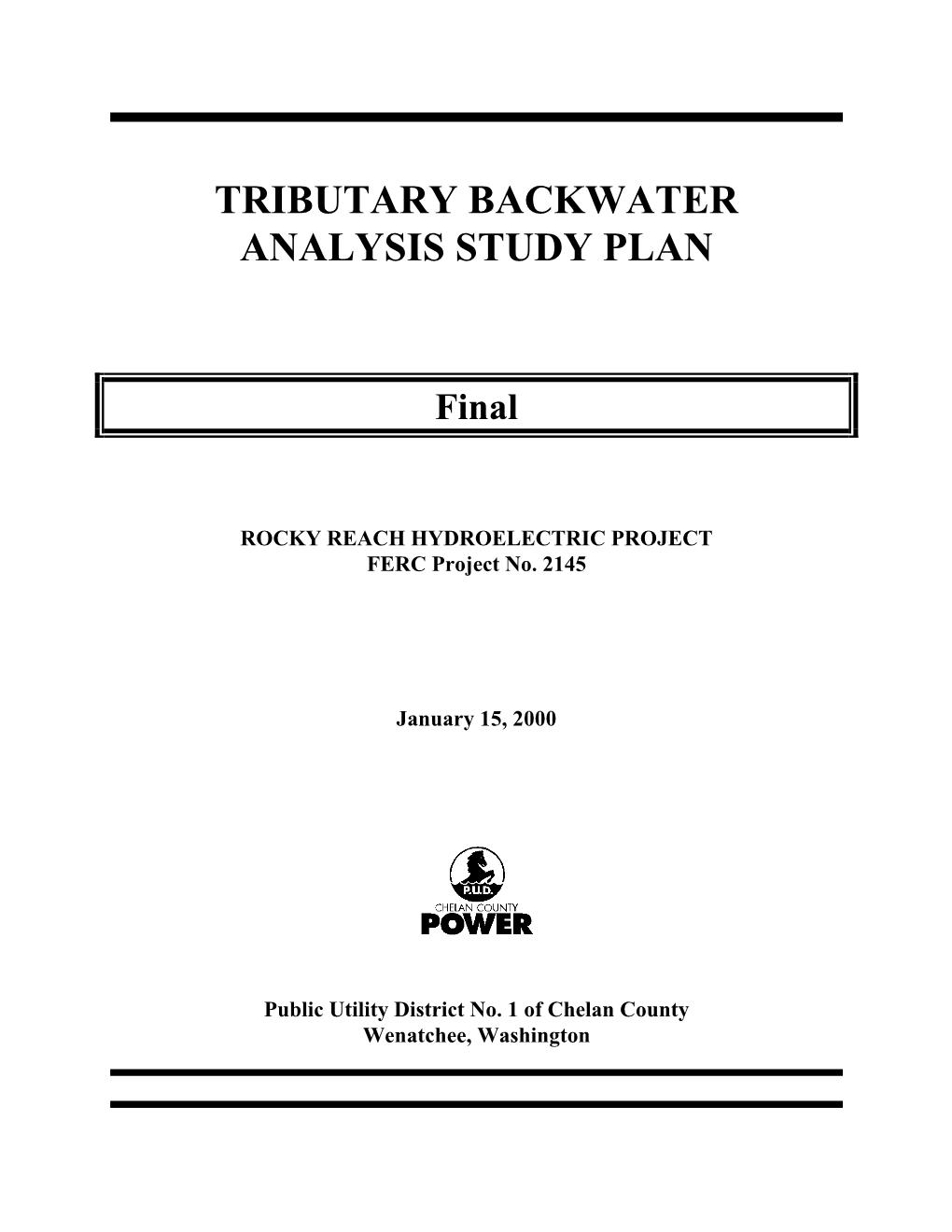 Tributary Backwater Analysis Study Plan