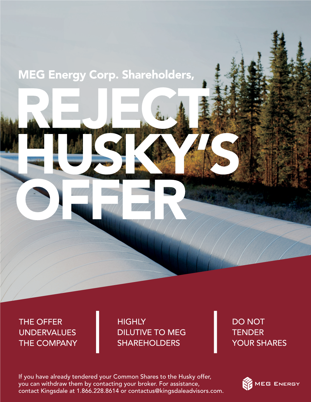 MEG Energy Corp. Shareholders, REJECT HUSKY’S OFFER