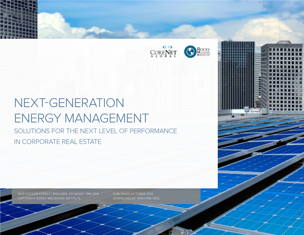 Next-Generation Energy Management Solutions for the Next Level of Performance in Corporate Real Estate