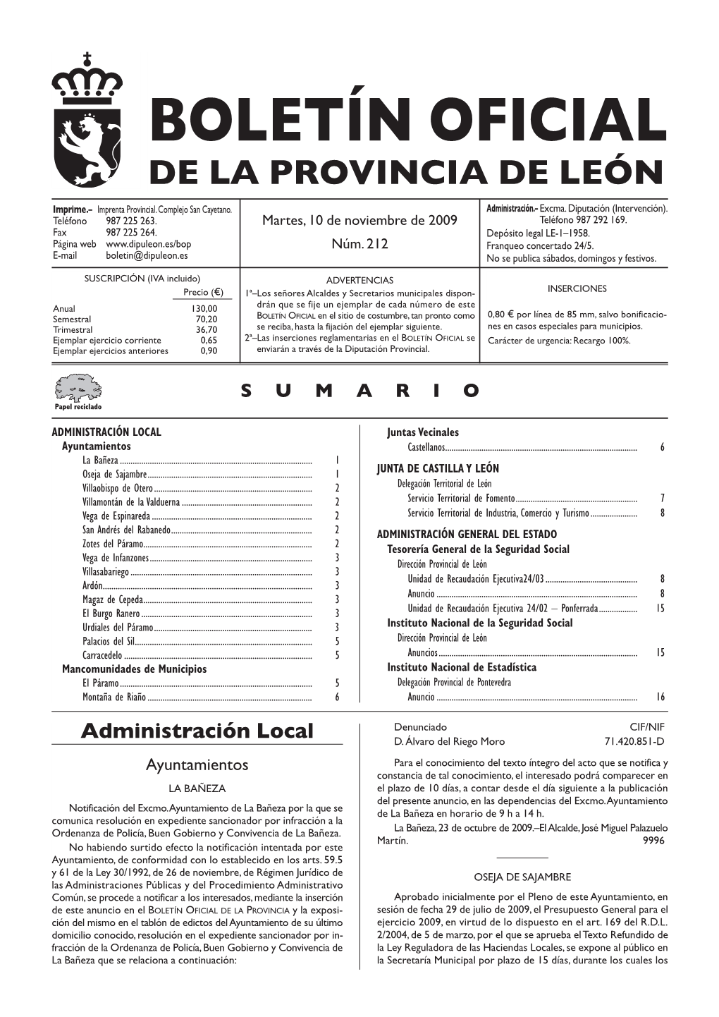 BOLETÍN OFICIAL DE LA PROVINCIA DE LEÓN Imprime.– Imprenta Provincial