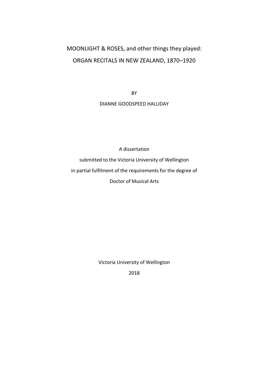 Organ Recitals in New Zealand, 1870–1920