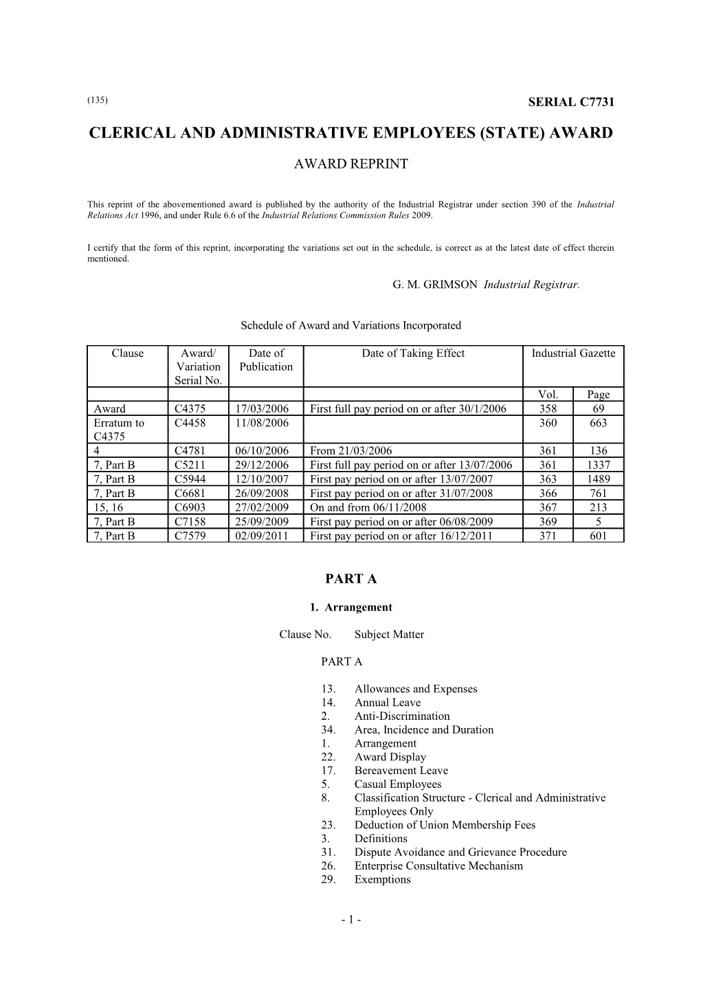 Clerical and Administrative Employees (State) Award