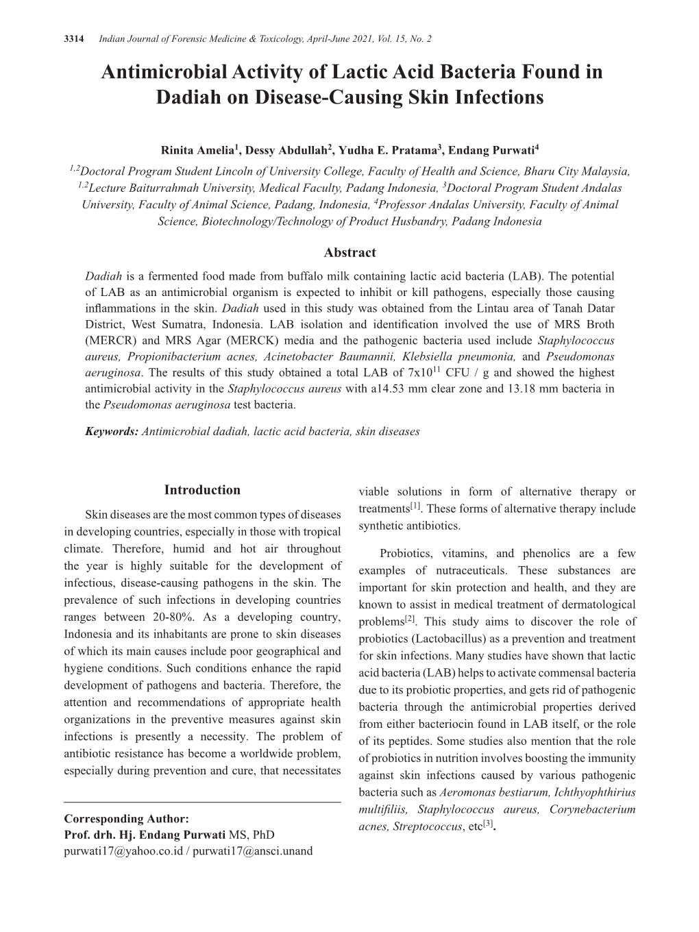 Antimicrobial Activity of Lactic Acid Bacteria Found in Dadiah on Disease-Causing Skin Infections