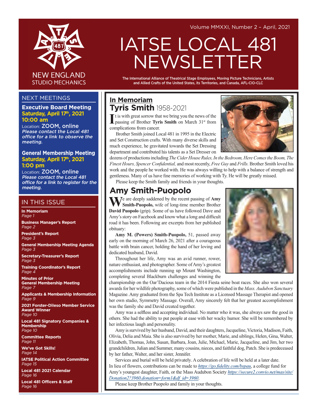 Iatse Local 481 Newsletter