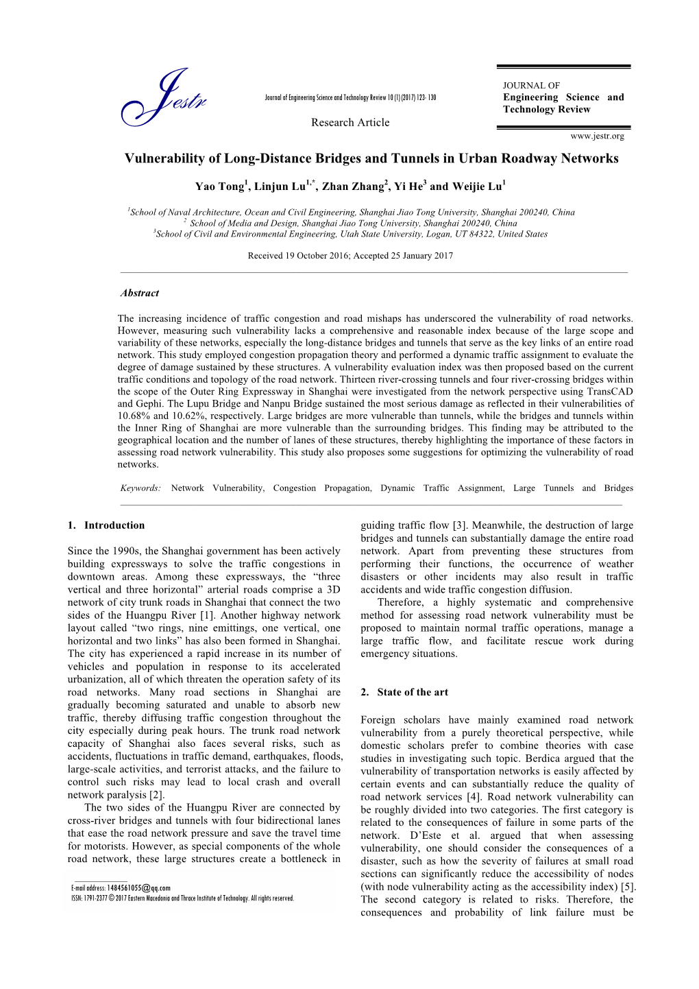 Vulnerability of Long-Distance Bridges and Tunnels in Urban Roadway Networks