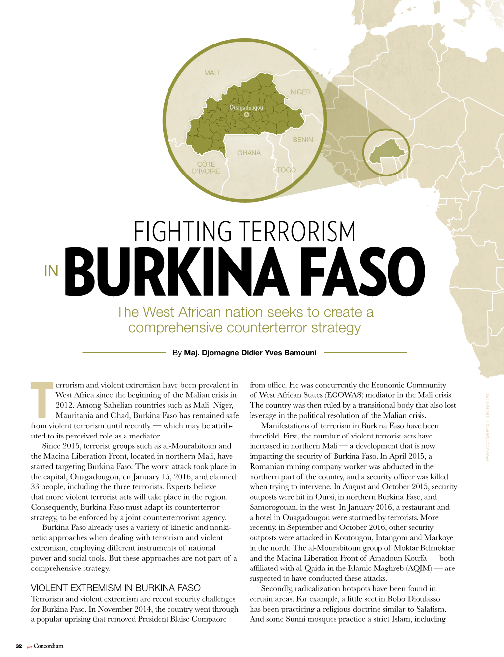 FIGHTING TERRORISM in BURKINA FASO the West African Nation Seeks to Create a Comprehensive Counterterror Strategy