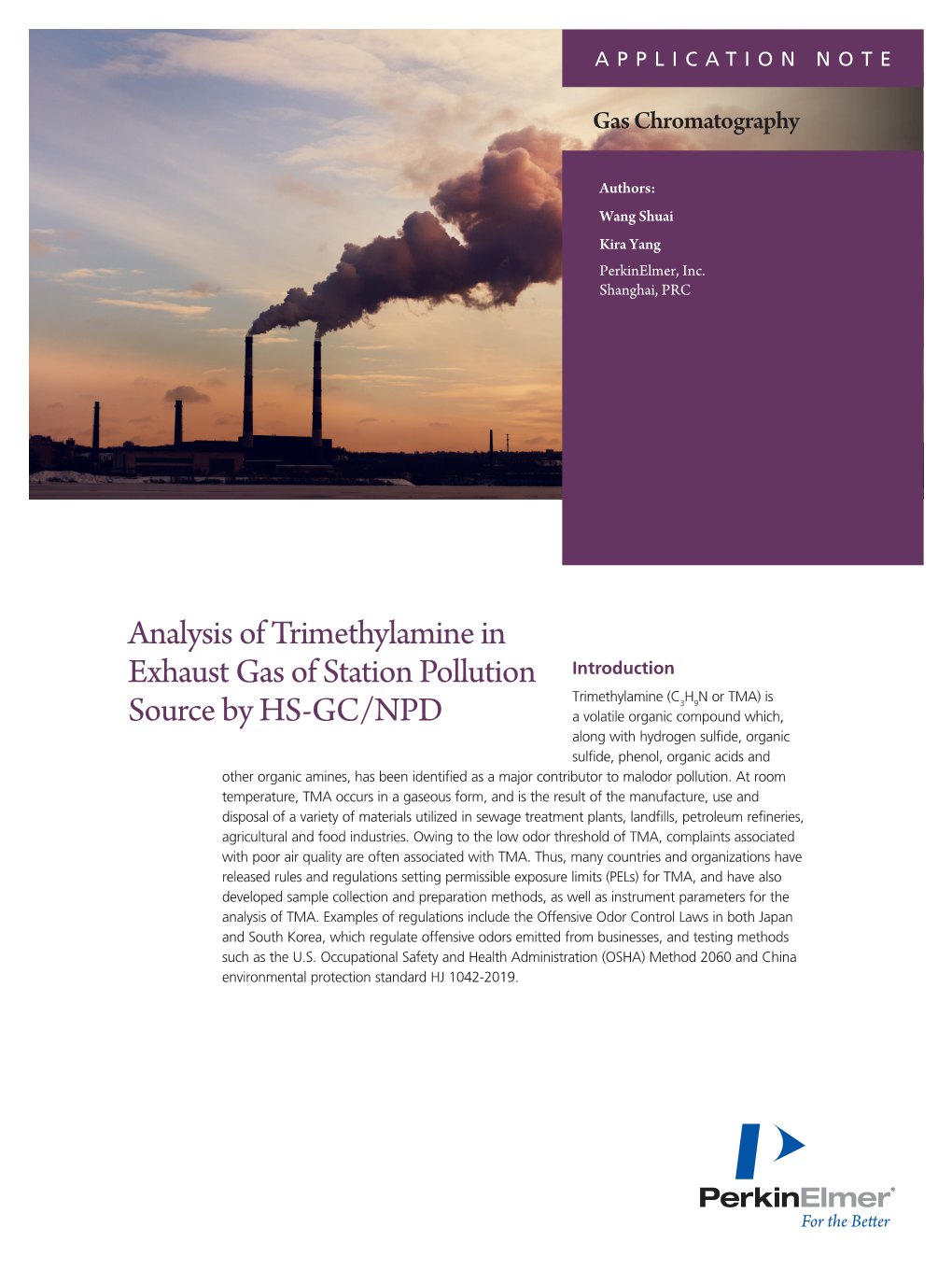 90618 Analysis of Trimethylamine in Exhaust Gas of Station Pollution