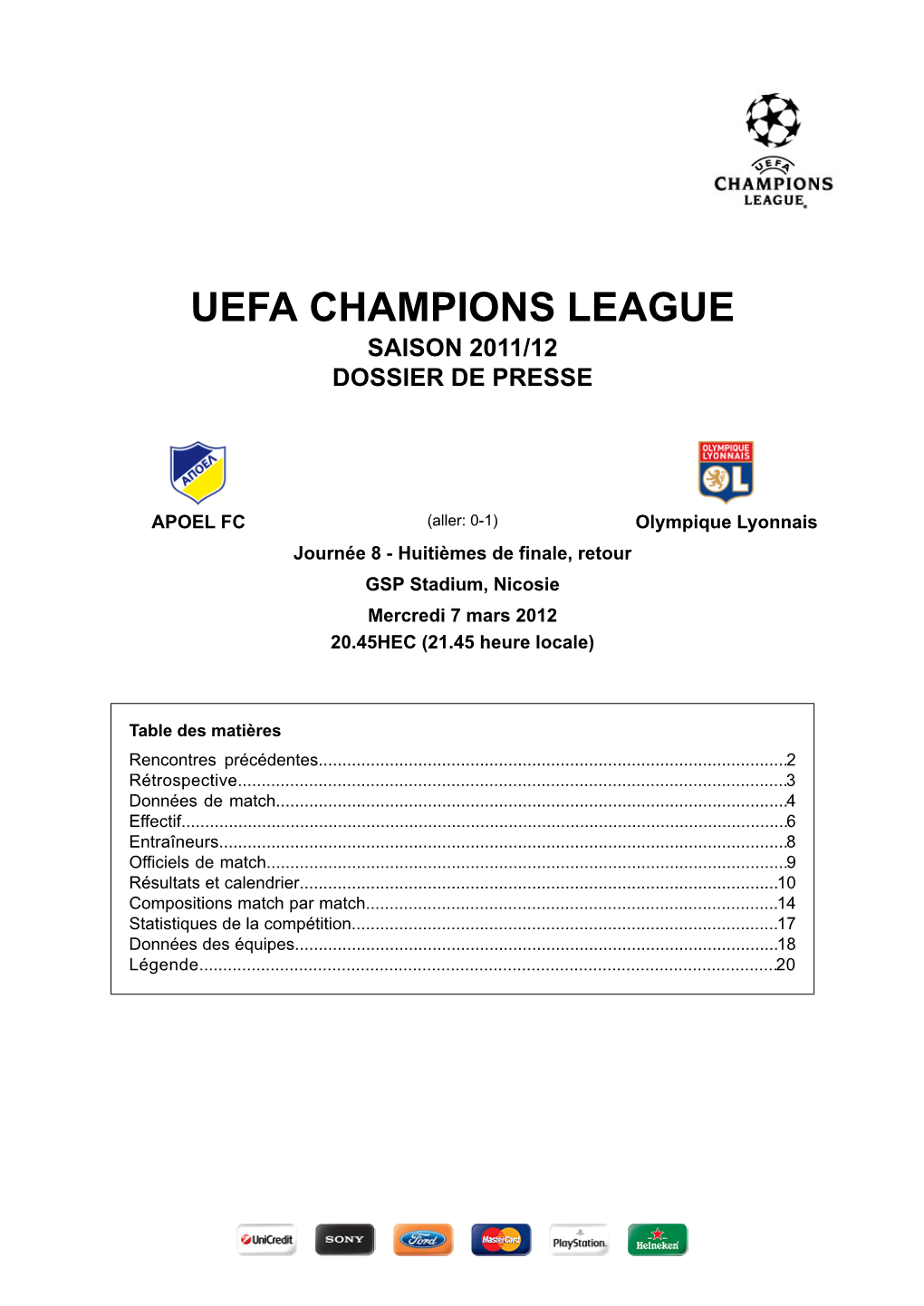 Uefa Champions League Saison 2011/12 Dossier De Presse