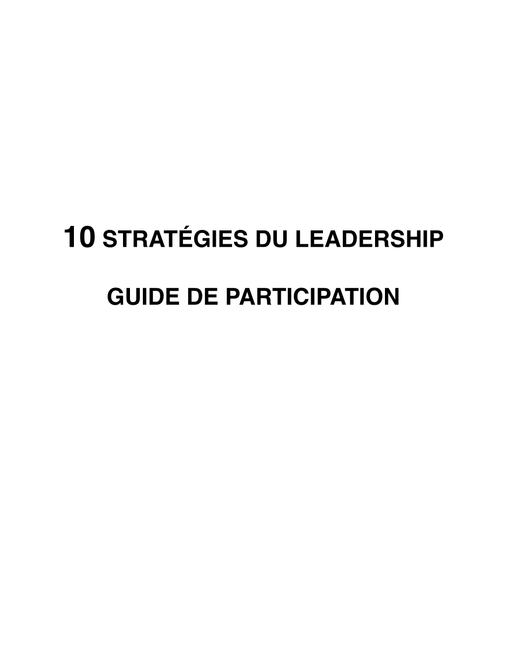 10 Stratégies Du Leadership