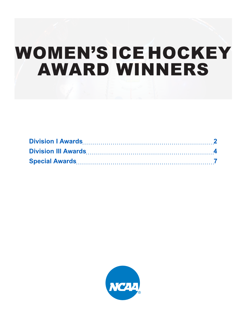 Women's Ice Hockey Award Winners