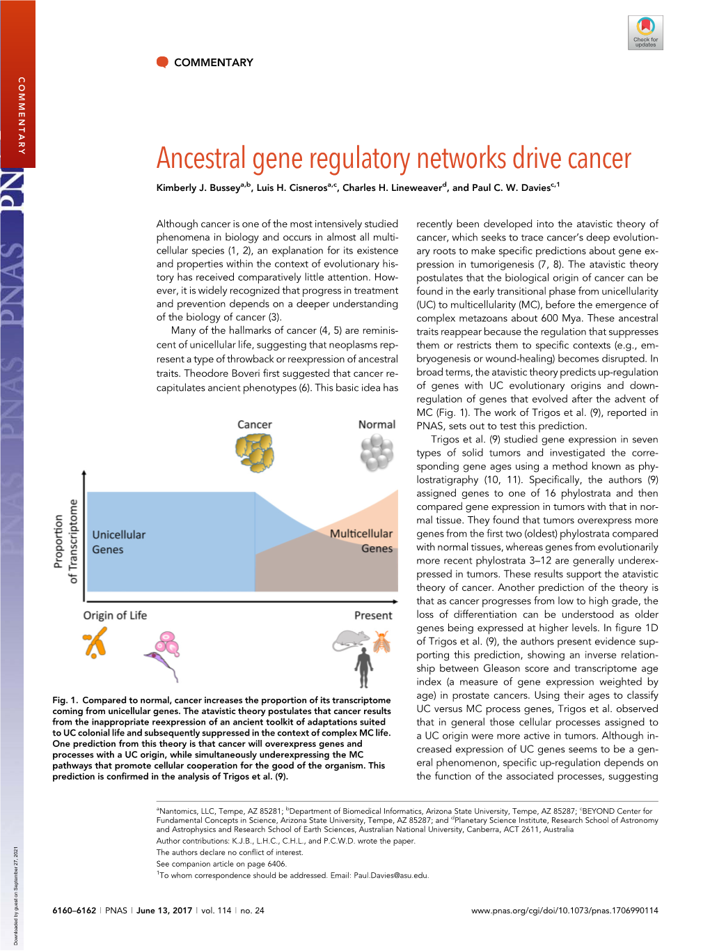 Ancestral Gene Regulatory Networks Drive Cancer Kimberly J