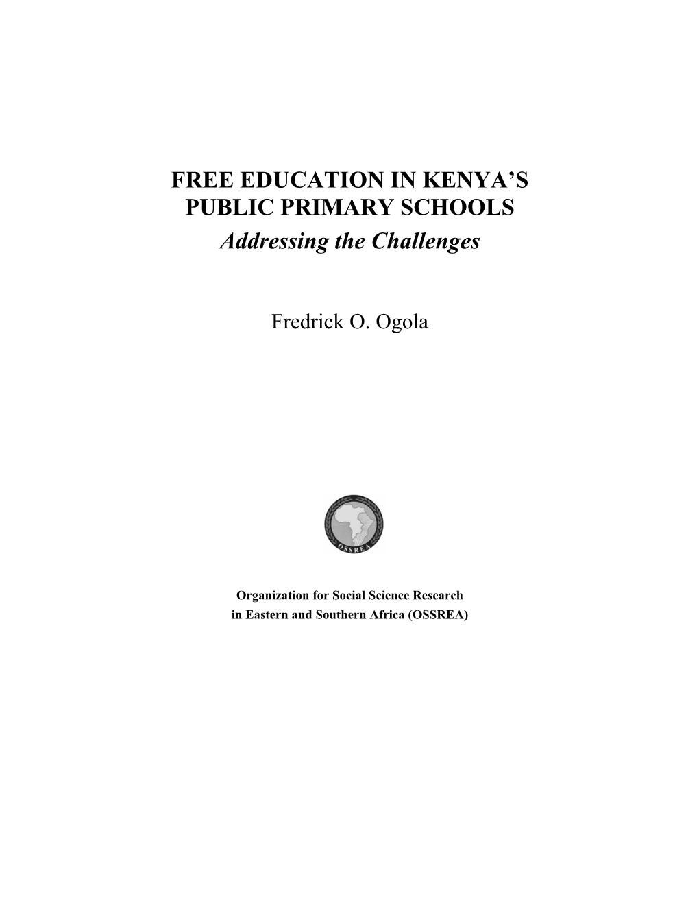 Free Education in Kenya's Public Primary Schools