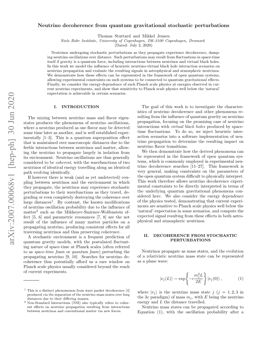 Arxiv:2007.00068V1 [Hep-Ph] 30 Jun 2020