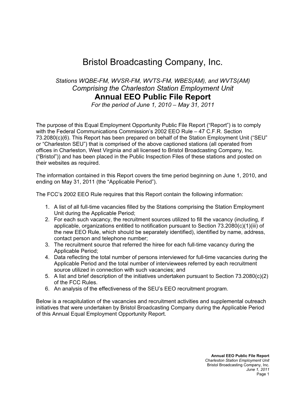 Bristol Broadcasting Company, Inc