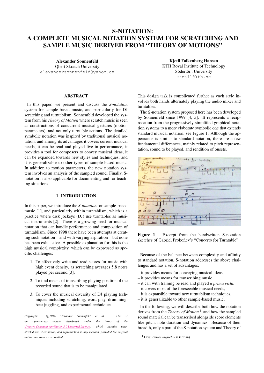 S-Notation: a Complete Musical Notation System for Scratching and Sample Music Derived from “Theory of Motions”