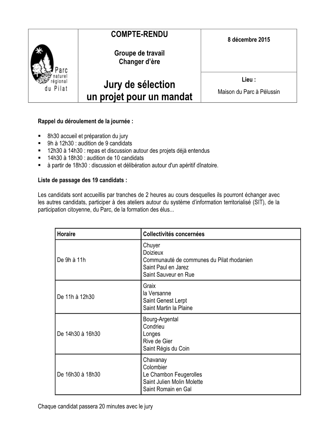 Jury De Sélection Un Projet Pour Un Mandat