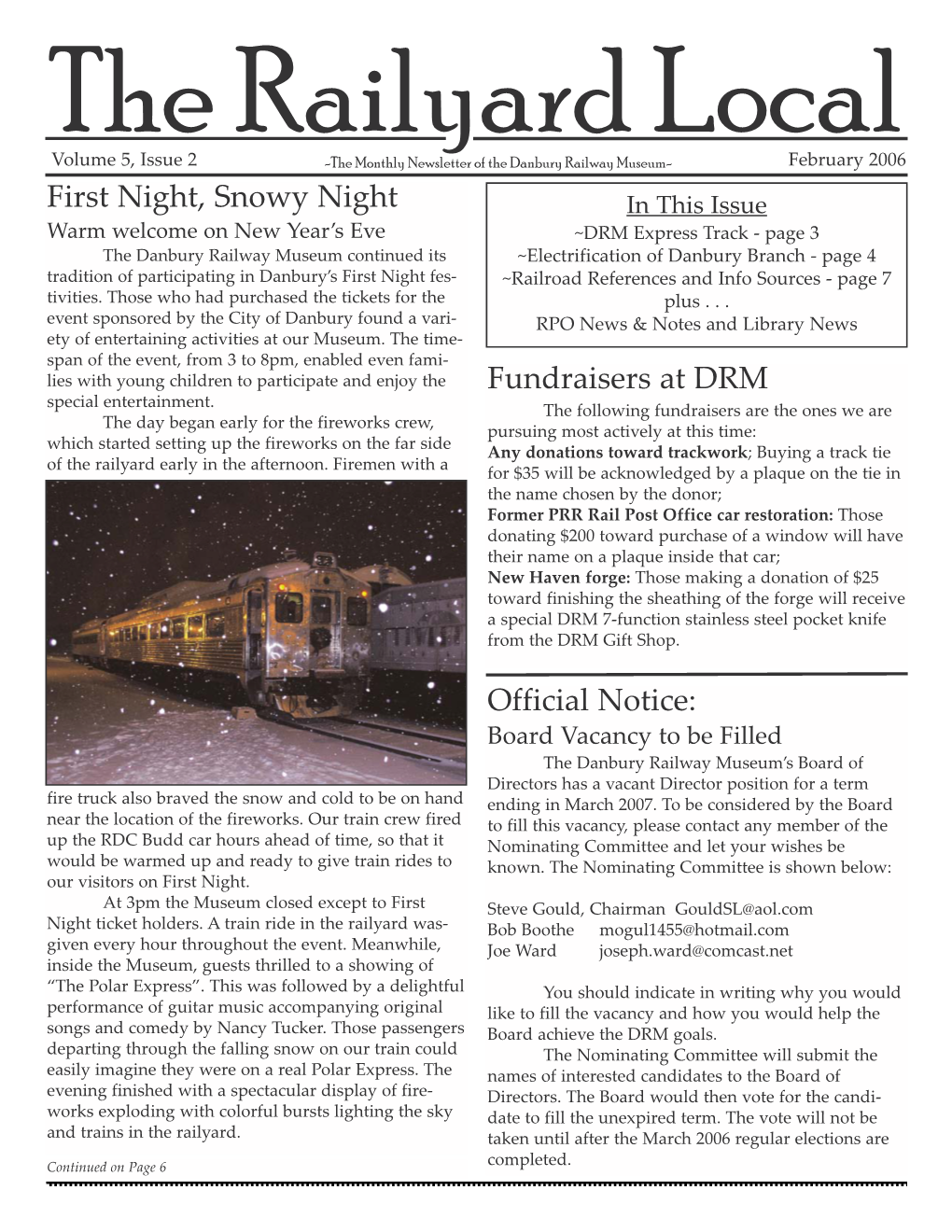 First Night, Snowy Night Fundraisers at DRM Official Notice