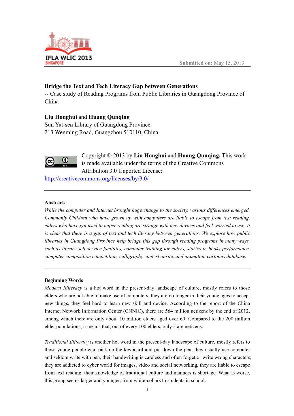 Bridge the Text and Tech Literacy Gap Between Generations -- Case Study of Reading Programs from Public Libraries in Guangdong Province of China