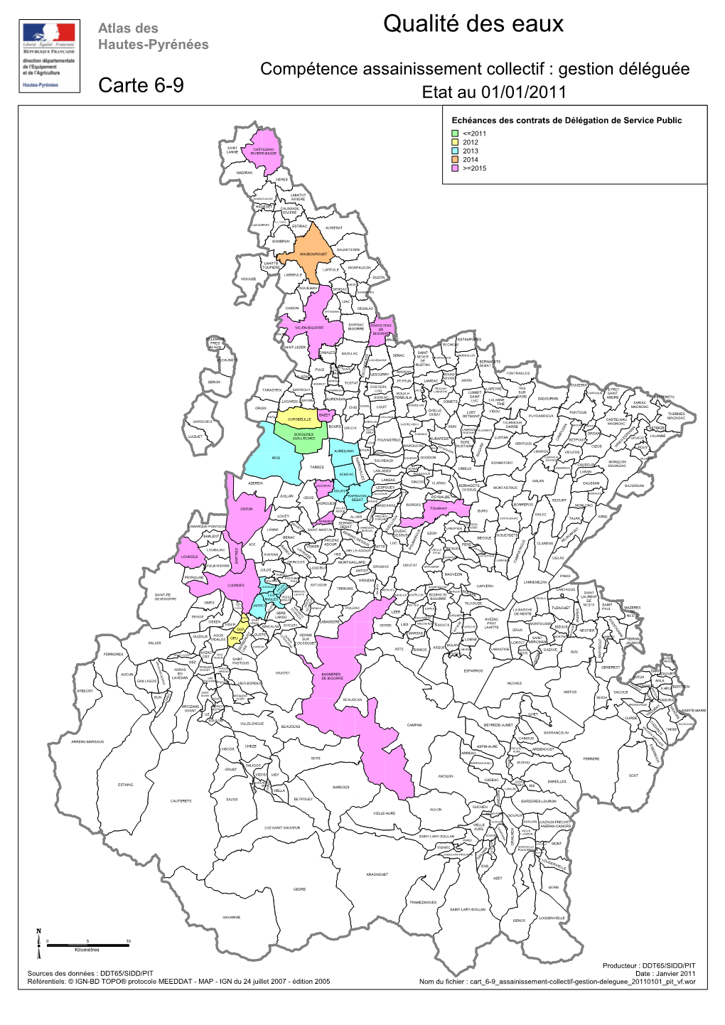 Qualité Des Eaux Hautes-Pyrénées Compétence Assainissement Collectif : Gestion Déléguée Carte 6-9 Etat Au 01/01/2011