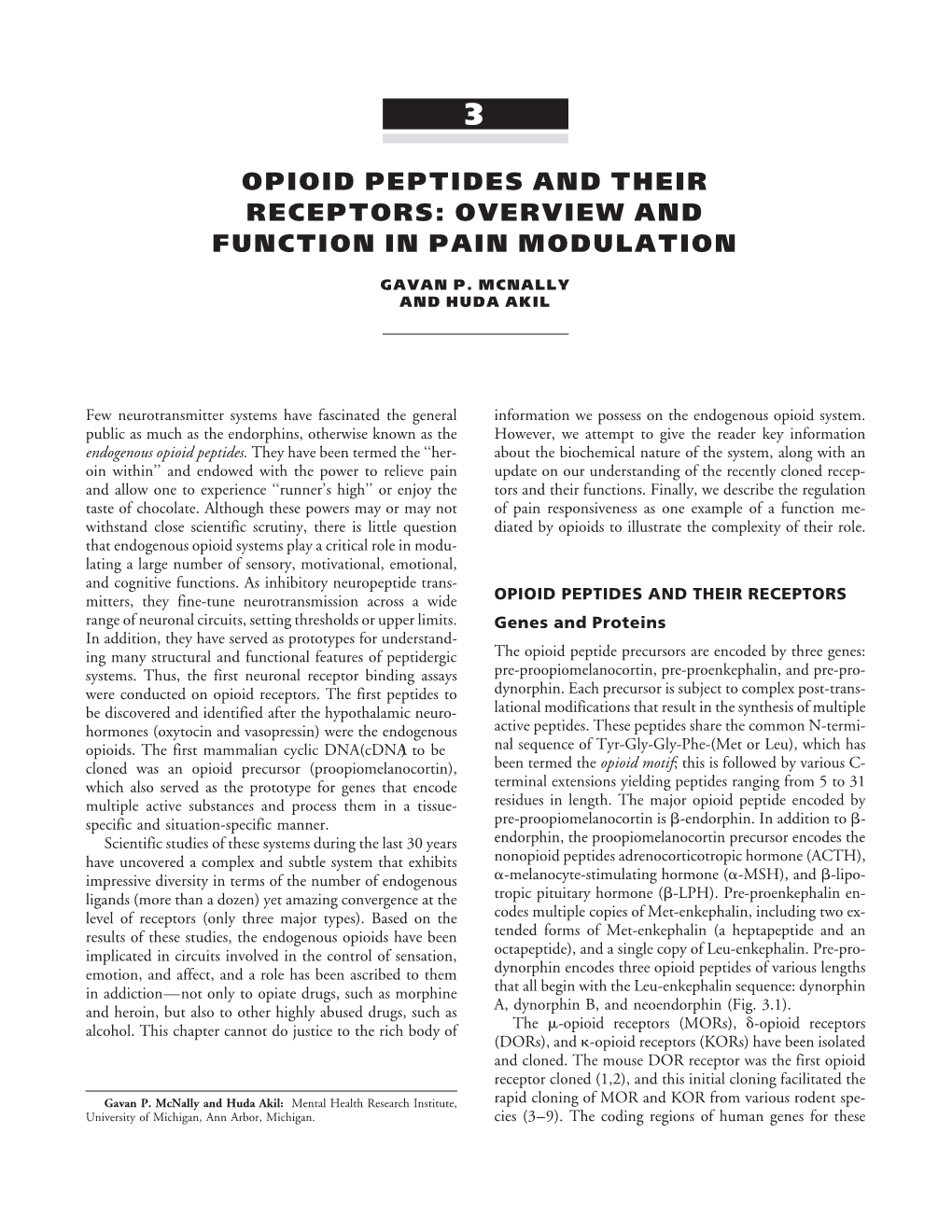 Opioid Peptides and Their Receptors: Overview and Function in Pain Modulation