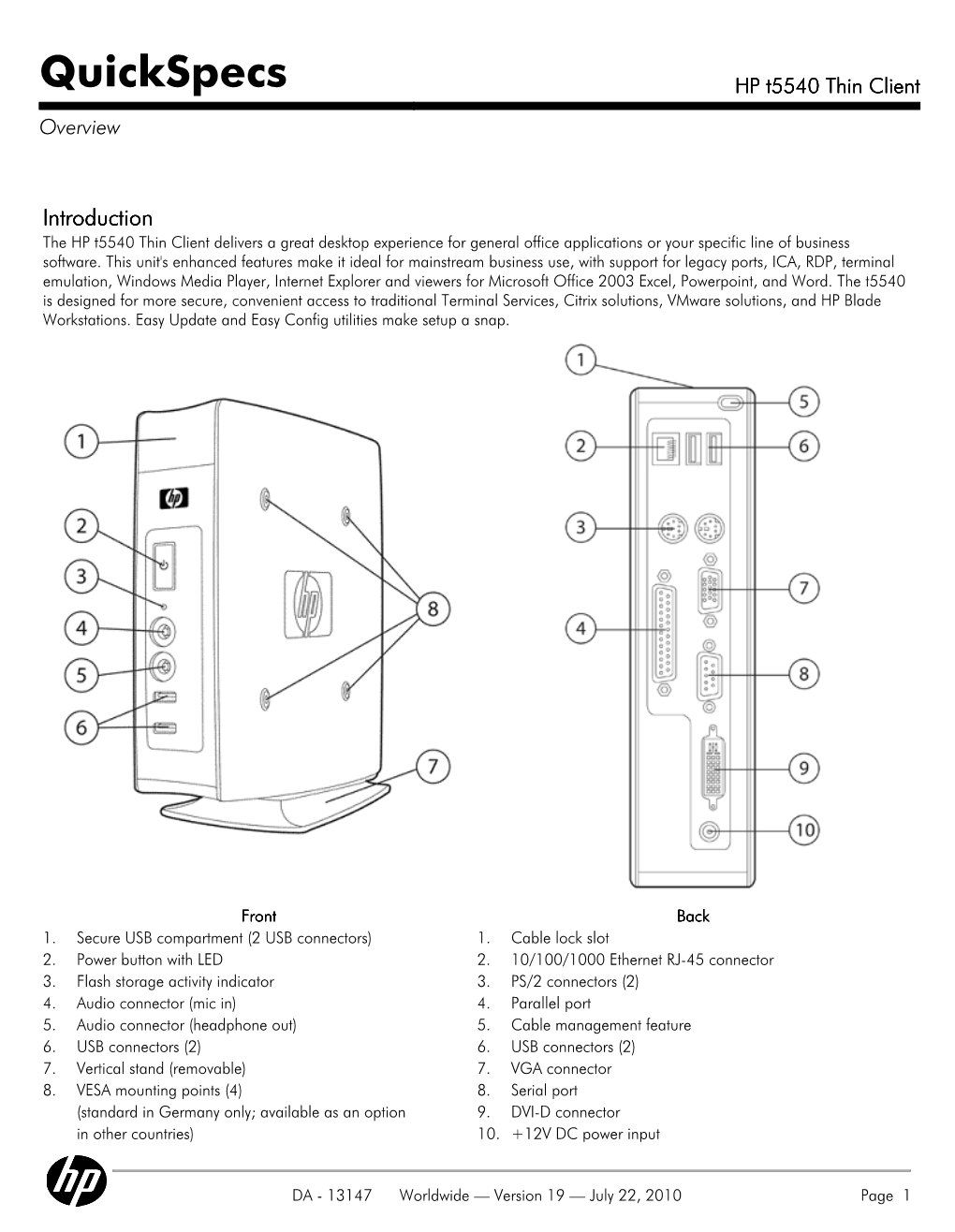 HP T5540 Thin Client Overview