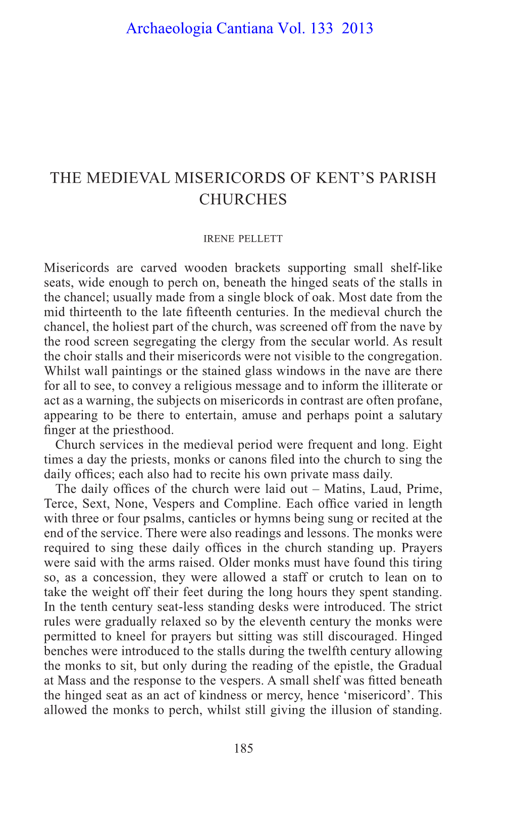 The Medieval Misericords of Kent's Parish Churches