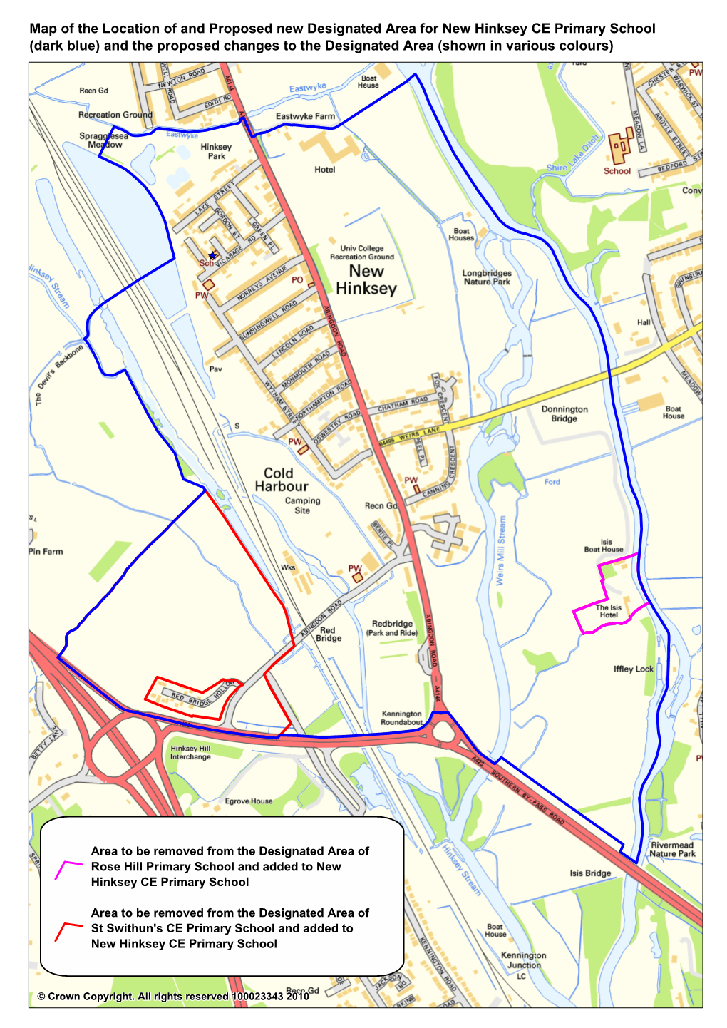 Map of the Location of and Proposed New Designated Area for New Hinksey CE Primary School Map of the Location of and Proposed Ne