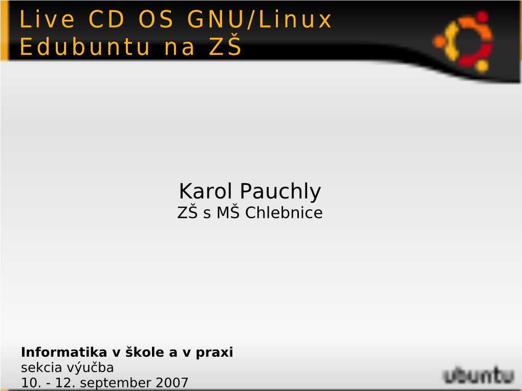 Live CD OS GNU/Linux Edubuntu Na ZŠ