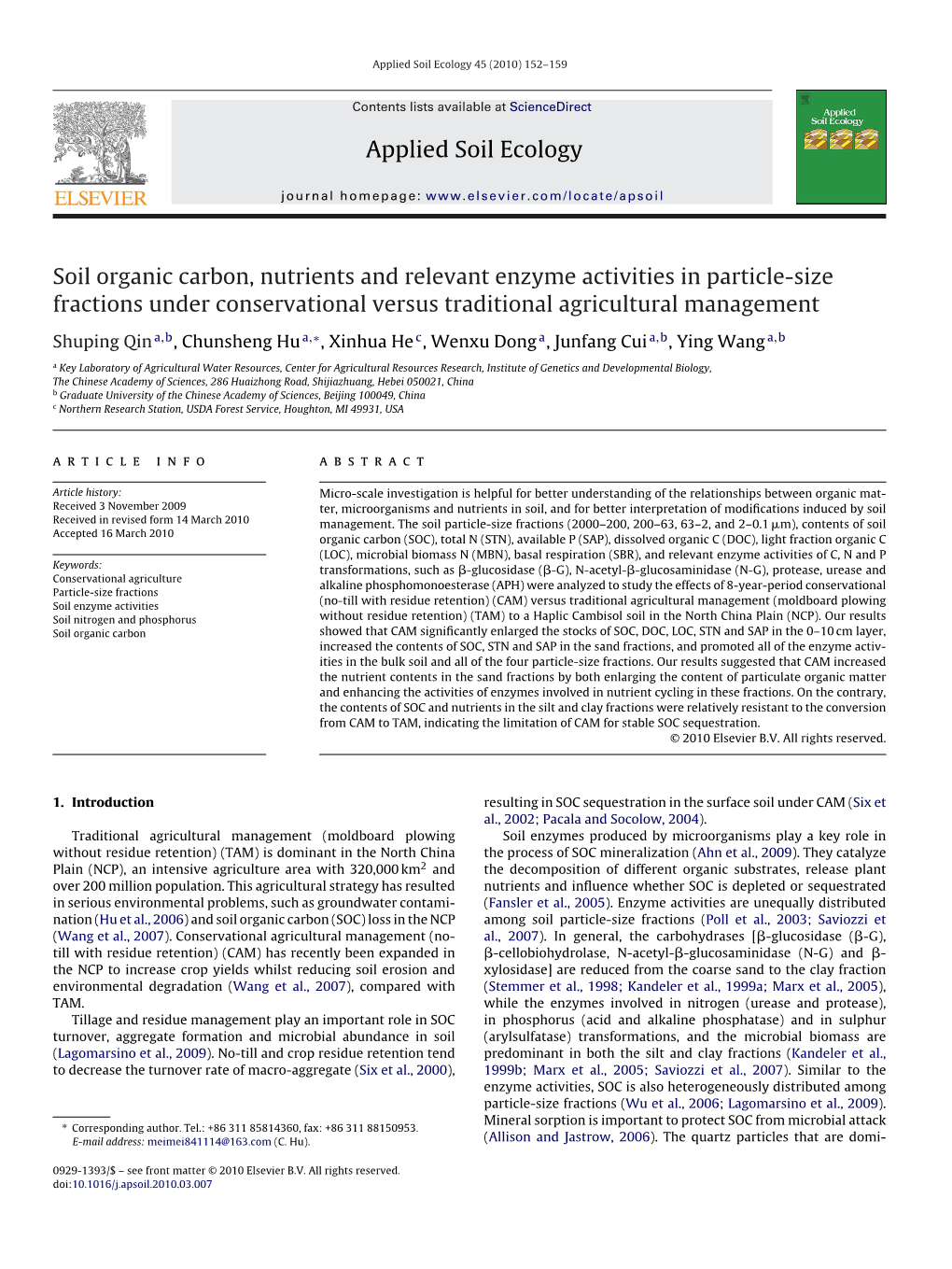 Applied Soil Ecology 45 (2010) 152–159